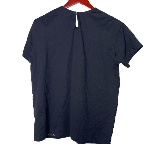 N.21 Short Sleeve Laced Pullover Blouse Black Womens 42 US 6 M - Picture 2 of 6